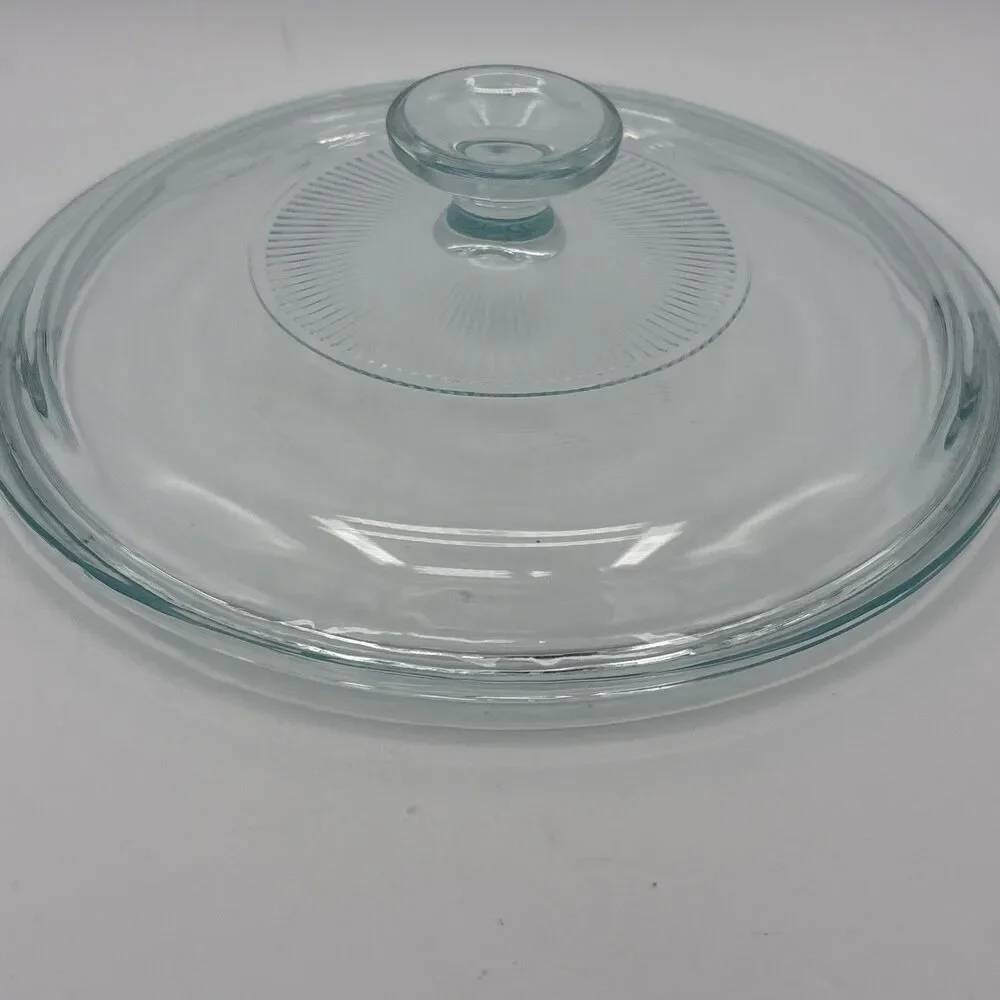 Vintage Pyrex 61C Blue Tinted Clear Glass Replacement Lid 8.75” Round 2.5 Qt
